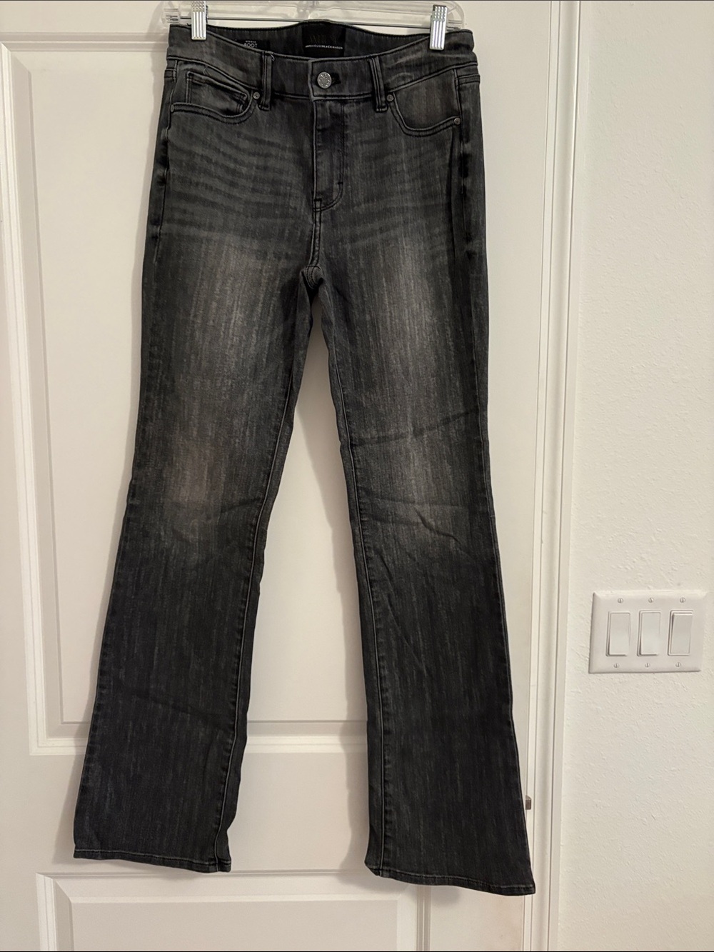 White House Black Market Women's Washed Black Wide Leg Jeans